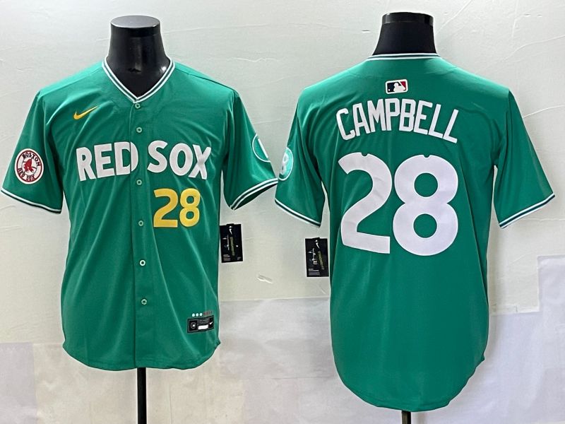 Men 2025 Boston Red Sox #28 Campbell Dark Green Joint Name Nike MLB Jersey style 7